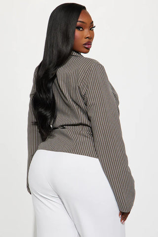 Modern Girl Ruched Pinstripe Top