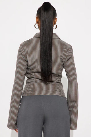 Modern Girl Ruched Pinstripe Top