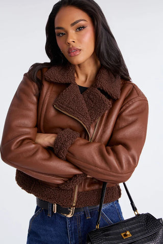 Charisma Faux Leather Shearling Jacket