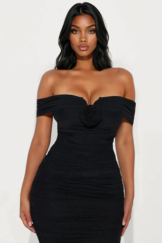 Haisley Ruched Mesh Bandage Midi Dress