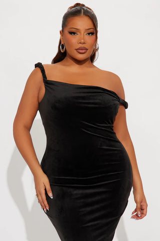 Season Of Slay Velour Gown - Black