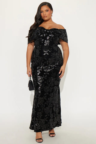 Amira Velvet Sequin Gown