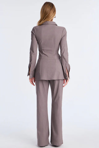 Double Booked Pinstripe Pant Set - Grey