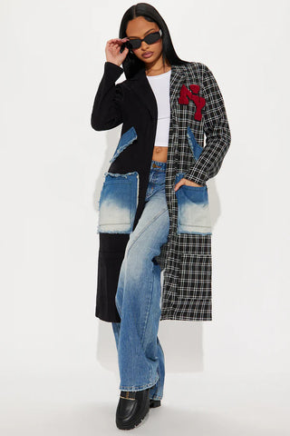 Patched Up In New York Long Blazer