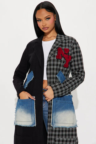 Patched Up In New York Long Blazer