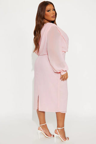 Sneak Peek One Shoulder Chiffon Midi Dress