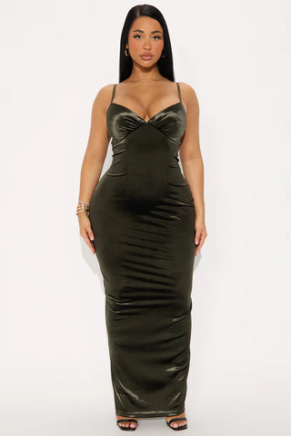 Velvet Pulse Caped Maxi Dress