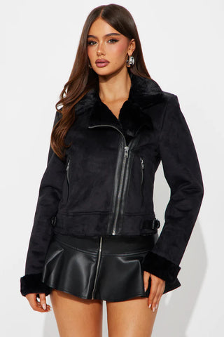 Candice Faux Suede Moto Jacket