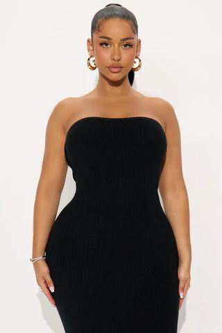 Twice As Cute Bolero Sweater Midi Dress Set - Black
