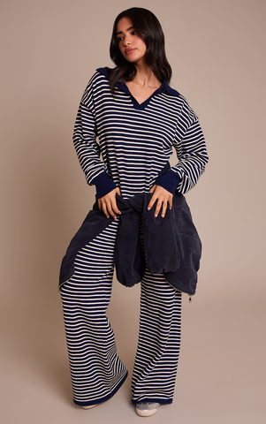 Petite Striped Knitted Trousers
