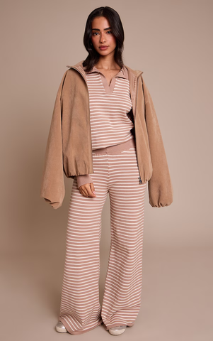 Petite Striped Knitted Trousers