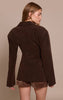 Chocolate Suede Cinch Waist Blazer