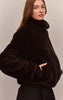 Dark Chocolate Plush Faux Fur Cropped Bomber Style Coat