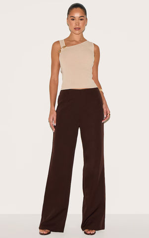 Asymmetric Fine Knit Neckline Top