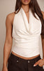 Satin Longline Cowl Neck Top