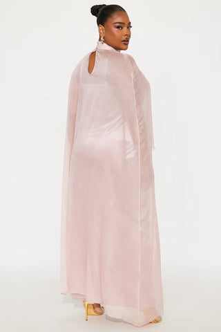 Velvet Pulse Caped Maxi Dress