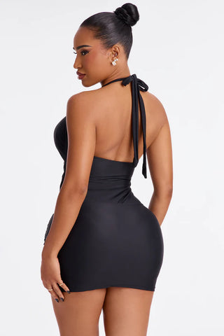 Paradise Orchid Flowers Cutout 1 Piece Swimsuit & Skirt Set