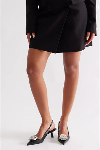 Hea Rhinestone Flower Slingback Pumps