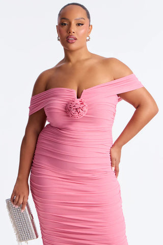 Haisley Ruched Mesh Bandage Midi Dress