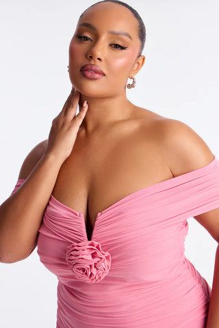 Haisley Ruched Mesh Bandage Midi Dress