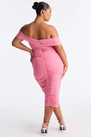 Haisley Ruched Mesh Bandage Midi Dress