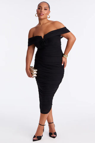 Haisley Ruched Mesh Bandage Midi Dress