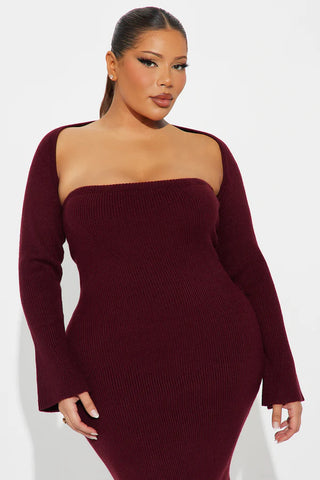 Twice As Cute Bolero Sweater Midi Dress Set - Black