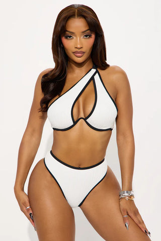 Kaitlyn Cable Knit Texture Underwire Asymmetrical 2 Piece Bikini