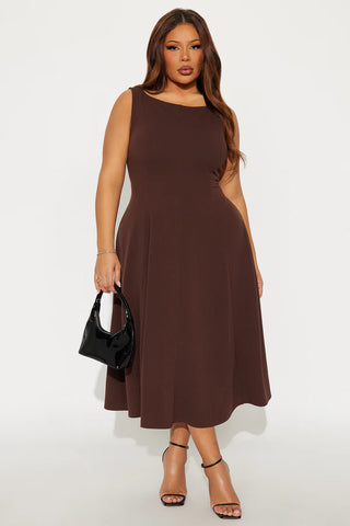 Sweet Sunday Knit Crepe Midi Dress