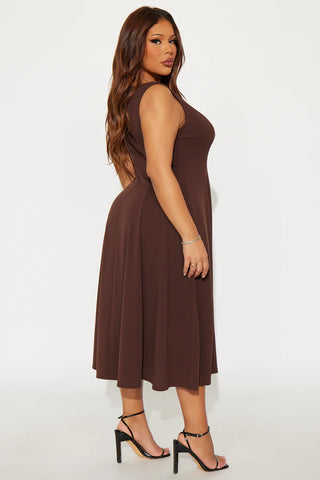 Sweet Sunday Knit Crepe Midi Dress