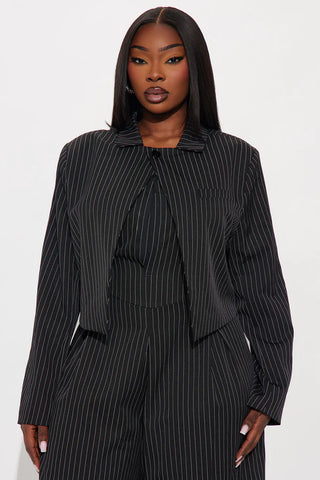 Laurel Pinstripe 2 Piece Jumpsuit - Black/White