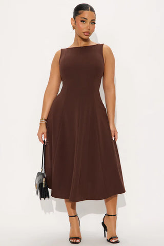 Sweet Sunday Knit Crepe Midi Dress