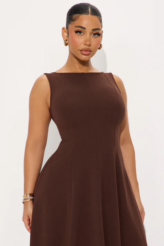 Sweet Sunday Knit Crepe Midi Dress