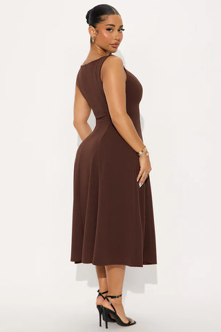 Sweet Sunday Knit Crepe Midi Dress