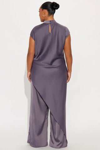 Camille Assymetrical Satin Pant Set