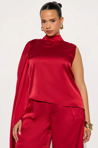Karina Mock Neck Asymmetrical Wide Leg Pant Set