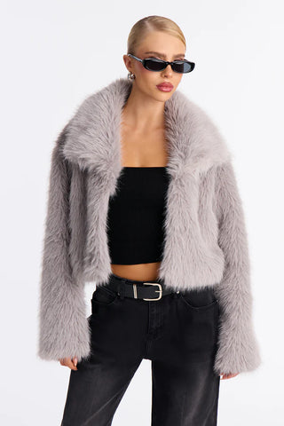 Full Of Charisma Faux Fur Cropped Coat