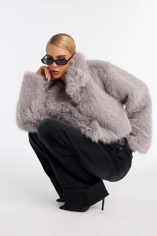 Full Of Charisma Faux Fur Cropped Coat
