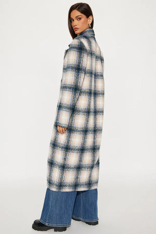 Downtown Cozy Plaid Double Breasted Coat