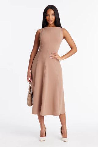 Sweet Sunday Knit Crepe Midi Dress