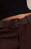 Petite Chocolate Belted Wide leg Trousers