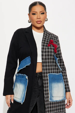 Patched Up In New York Long Blazer
