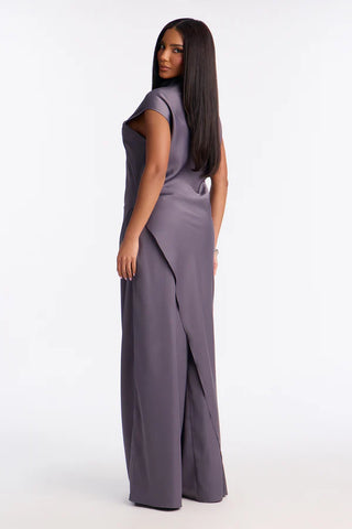 Camille Assymetrical Satin Pant Set