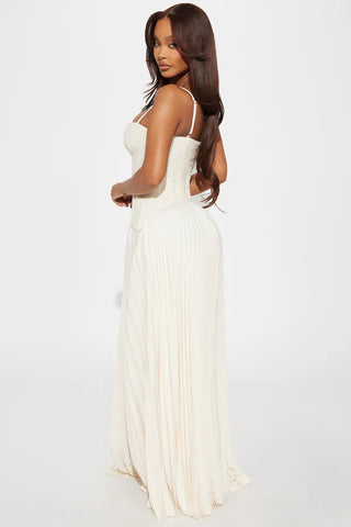 Daniella Lace Corset Pleated Maxi Dress