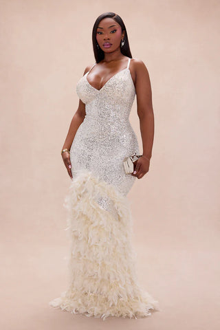 Felicity Sequin Feather Gown