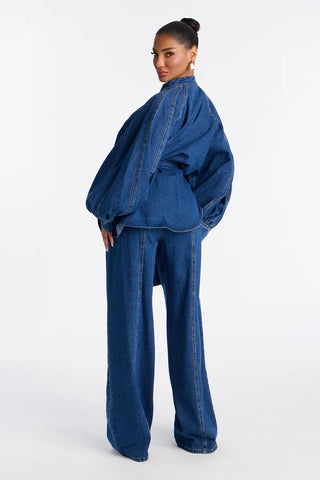 Gemma Tie Waist Denim Pant Set