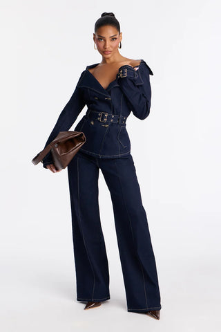 Ellanor Belted Trench Denim Pant Set
