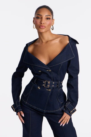 Ellanor Belted Trench Denim Pant Set
