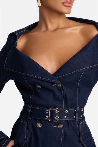 Ellanor Belted Trench Denim Pant Set