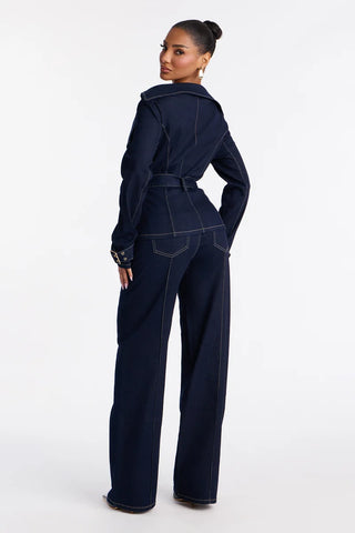 Ellanor Belted Trench Denim Pant Set